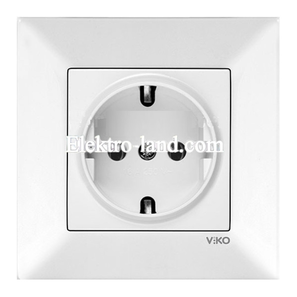 Розетка с  заземлением белая VIKO MERIDIAN  90970008-WH